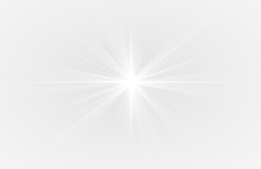 White bright glowing star PNG with smooth edges. Radiant light effect isolated for vector design. Perfect for sparkle overlays or festive backgrounds.