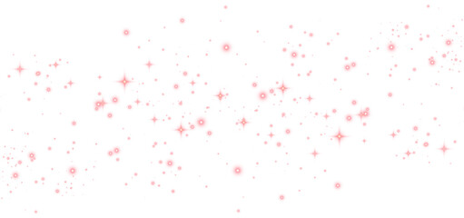 Sparkling red dust particles. Lens flare and star light effect PNG.
