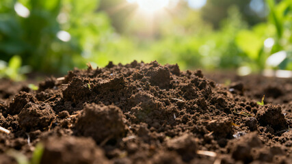 Close-up of rich, textured soil symbolizing growth and natural vitality in gardening.