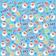 cute santa pattern with ho ho ho text for gift wrap