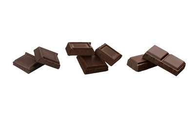 Premium Chocolate Squares Isolated on Transparent Background Illustration Vector. Neat chocolate squares on white, perfect for dessert ads, packaging concepts, menus, and premium culinary design.
