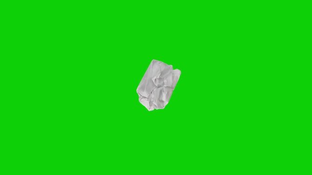 crumpled paper unfolds and folds again on a green screen on green screen, empty and textured, perfect for motion design or background animations.