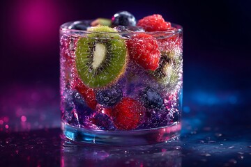 Refreshing fruit infused water with kiwi raspberry and blueberry healthy drink recipe idea