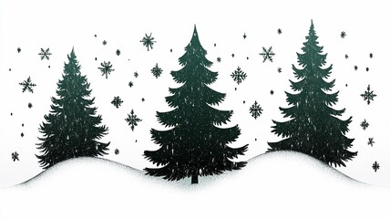 Obraz premium Snowy Trees Decor Image, Winter Festive Design Element (Suitable for Christmas Design, Winter Decoration, Greeting Card Materials, etc.)