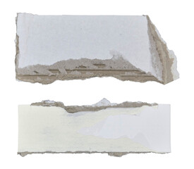 Brown and white corrugated kraft paper torn into pieces in transparent background png