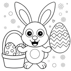 bunny with big eyes and cheerful expression coloring page