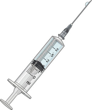 syringe with drop of liquid clip art preview