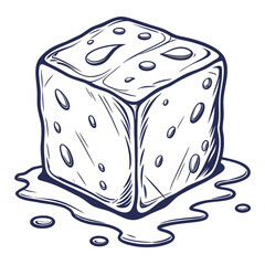 Ice cube with water drops for refreshing drink