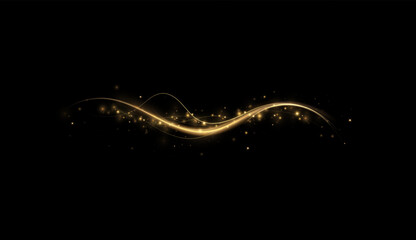 Neon golden lines in motion creating fast movement and speed effect