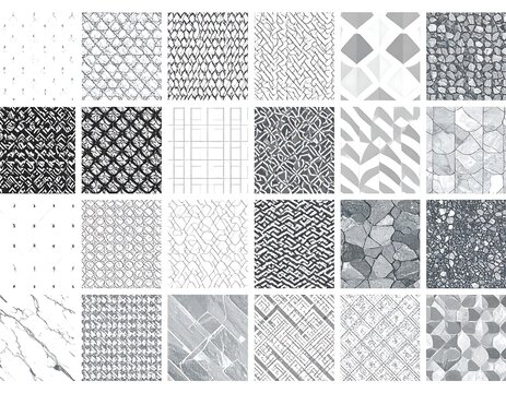 Collection of varied textured grayscale patterns, arranged in a grid