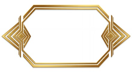 Elegant golden frame with geometric art deco design, perfect for invitations, announcements, or luxurious branding projects offering a touch of vintage glamour