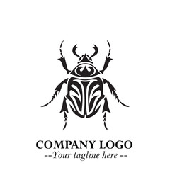 Beetle Logo Symbol in Black on the White Background with Simple Modern Insect Design
