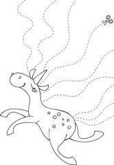 Cute unicorn cutting practice worksheet for kids. Printable educational activity to develop fine motor skills
