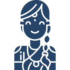 Stylized Indian Woman Wearing Traditional Saree and Jewelry Featuring Braid Hairstyle with Festive Indian Culture Representation