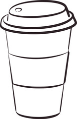 Black white coffee cup drawing vector