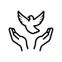 Holocaust hands releasing dove icon