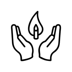 Holocaust hands holding candle icon