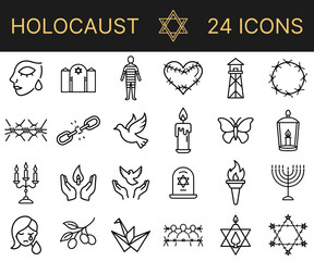 Holocaust symbols and icons in various designs and styles  