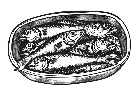 Ironic Sardine Label — Minimal Nautical Packaging Illustration