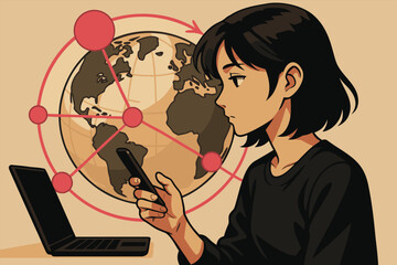 Global communication and internet concept vector