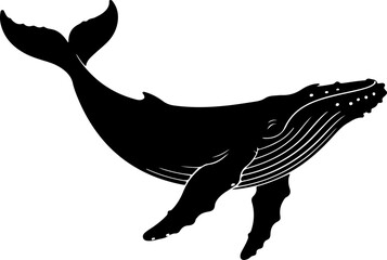 Humpback whale silhouette vector illustration © CraftB