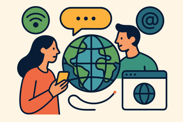 Global communication and internet concept vector