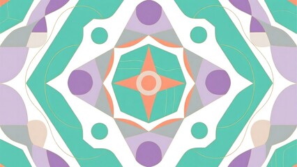 Soft pastel geometric abstract pattern with hexagons and lines on white background. Seamless, vector-style for branding and creative content.