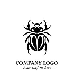 Beetle Logo Symbol in Black on the White Background with Simple Modern Insect Design