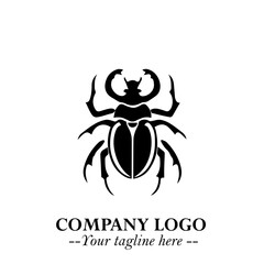 Beetle Logo Symbol in Black on the White Background with Simple Modern Insect Design