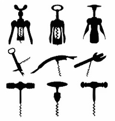 Corkscrews - Black Silhouette...