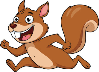 Cartoon squirrel running with cheerful smile, bushy tail and playful pose for children’s nature, forest animal vector illustration design © Creative Soul