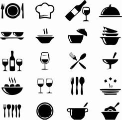 Restaurant Dining Icons - Bla...