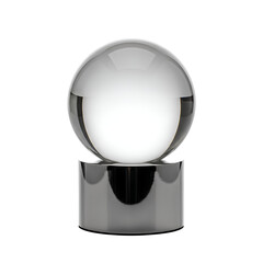 Clear Crystal Ball on a Polished Metal Stand.