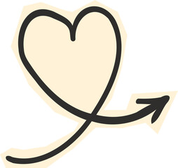 Arrow doodle hand drawn crayon or chalk drawing sketch. Cut out paper background