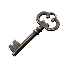 Rustic Antique Skeleton Key with Ornate Bow and Rusty Texture