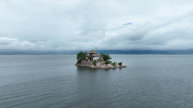 Xiao Putuo Island Temple in Erhai Lake, Dali, Yunnan Province, China