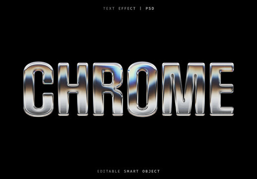 Iridescent High-Gloss Chrome Text Effect