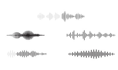 Set of Abstract Sound Waveforms – Diverse Audio Signal Visuals for Music and Tech Design