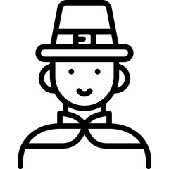 pilgrim icon illustration design with outline