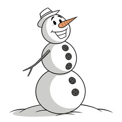 Cartoon snowman with a carrot nose and hat