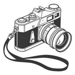 Illustration of a classic camera with a strap