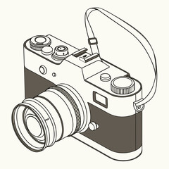 Illustration of a vintage camera with a strap