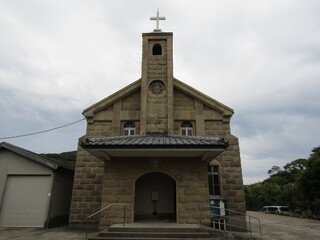 長崎県平戸市生月島、カクレキリシタン発見の碑もあるカトリック山田教会