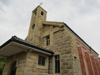 長崎県平戸市生月島、カクレキリシタン発見の碑もあるカトリック山田教会