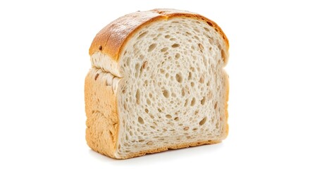 Closeup of a slice of bread, showcasing its texture