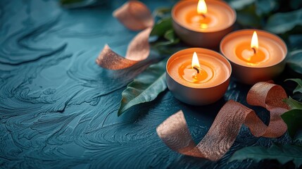 Diwali Celebration with Candles and Decorative Elements for Festivity