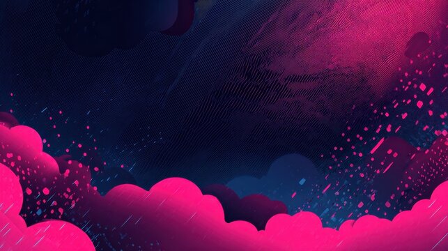 Commercial high-resolution photo of abstract dark sky with pink clouds and glowing particles. - Powered by Adobe