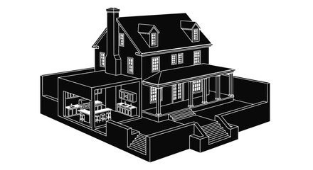 Fototapeta premium Architectural rendering of house with kitchen and porch design