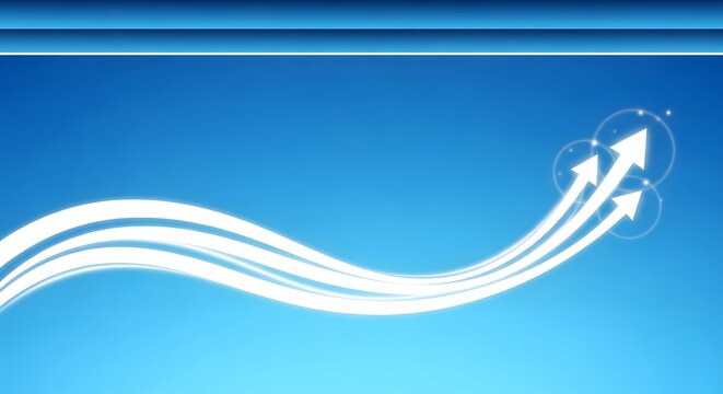 Abstract white arrows curving upwards on a blue gradient background