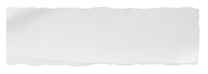 Blank strip of white ripped paper with torn edges, isolated texture design element isolated PNG with Transparent Background